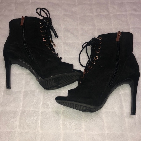 ANNE MICHELLE- sexy lace up peep toe boots - Picture 5 of 12